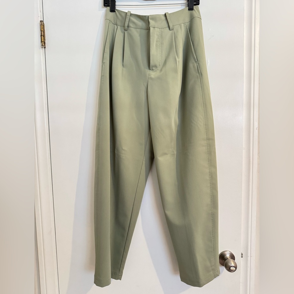 Free People Sage Green Pleated Trousers